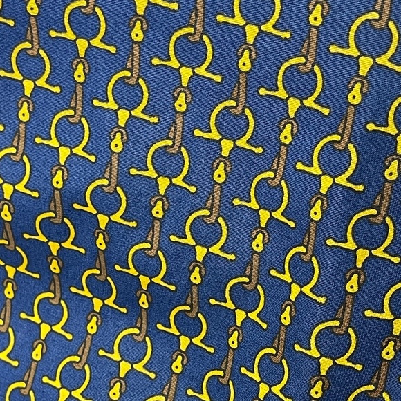 Lands End Women’s Long Sleeve Button Up Shirt Navy Gold Horse Bit Equestrian 20W - Picture 4 of 6